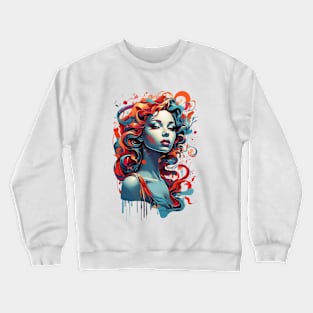 Women with Flowers in Her Hair: Blooming Beauty - Colorful Crewneck Sweatshirt